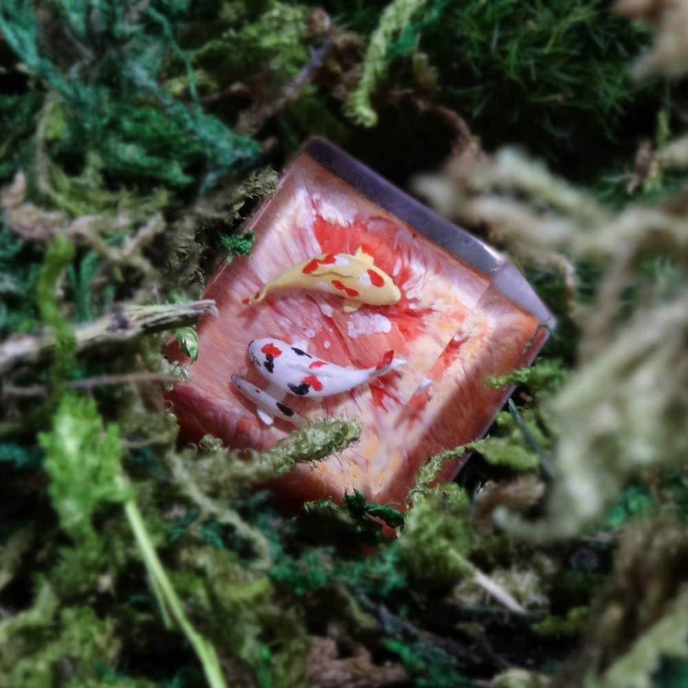 Home-organizer Tech Carps Resin Keycap OEM/R4 Height Suitable for MX Switch, Delicate Hand Engraved Resin Key Caps for Mechanical Keyboards (Dark Blue)