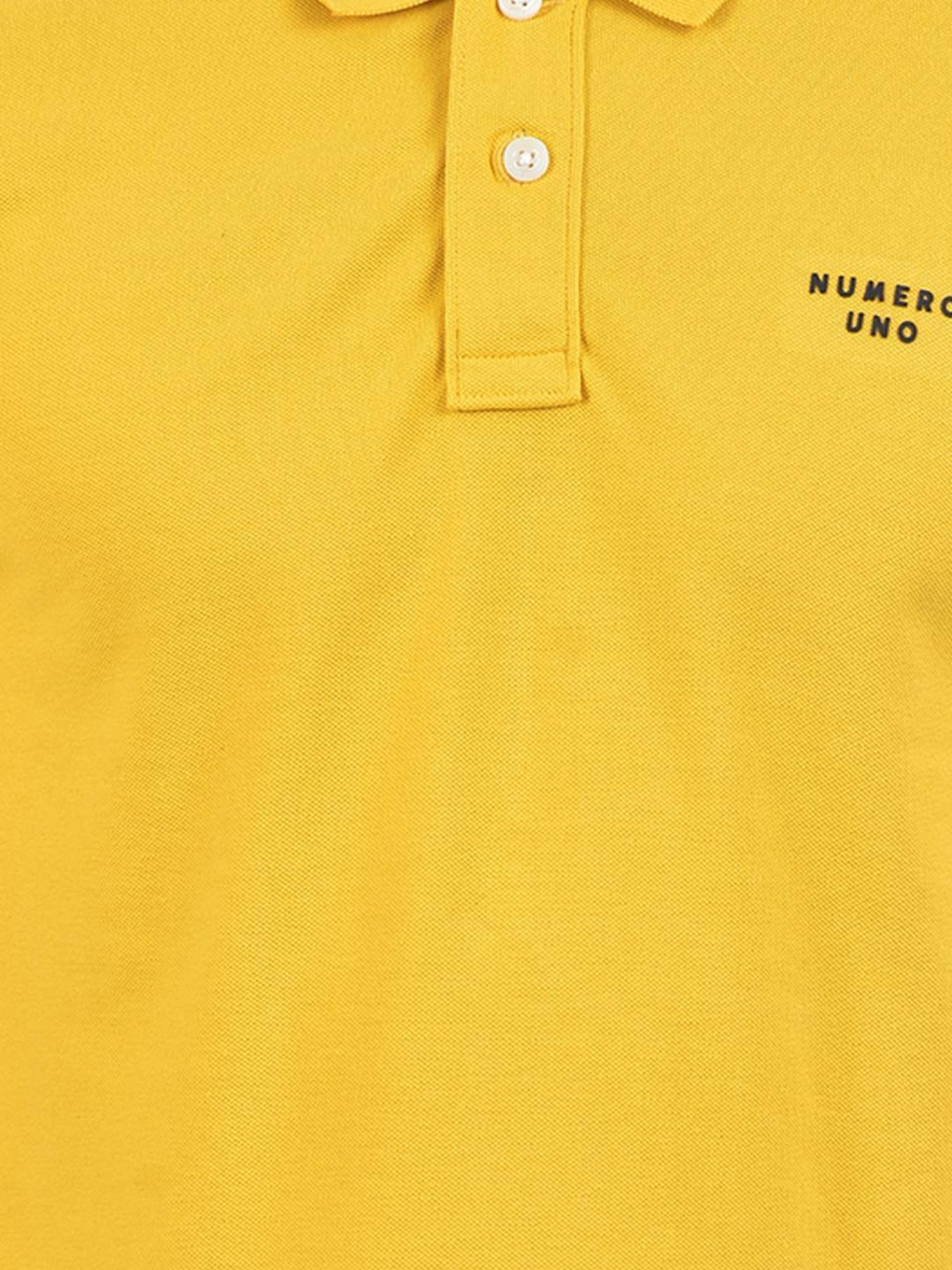 Numero Uno Yellow Cotton Slim Fit Polo T-Shirt