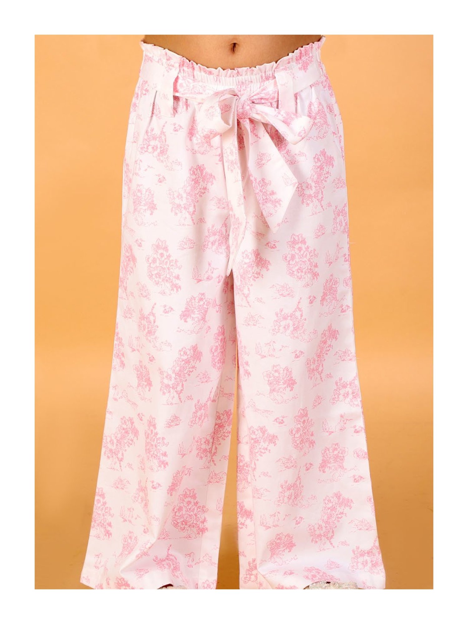 Lil Drama Kids Pink with White Floral Print Top with Pants