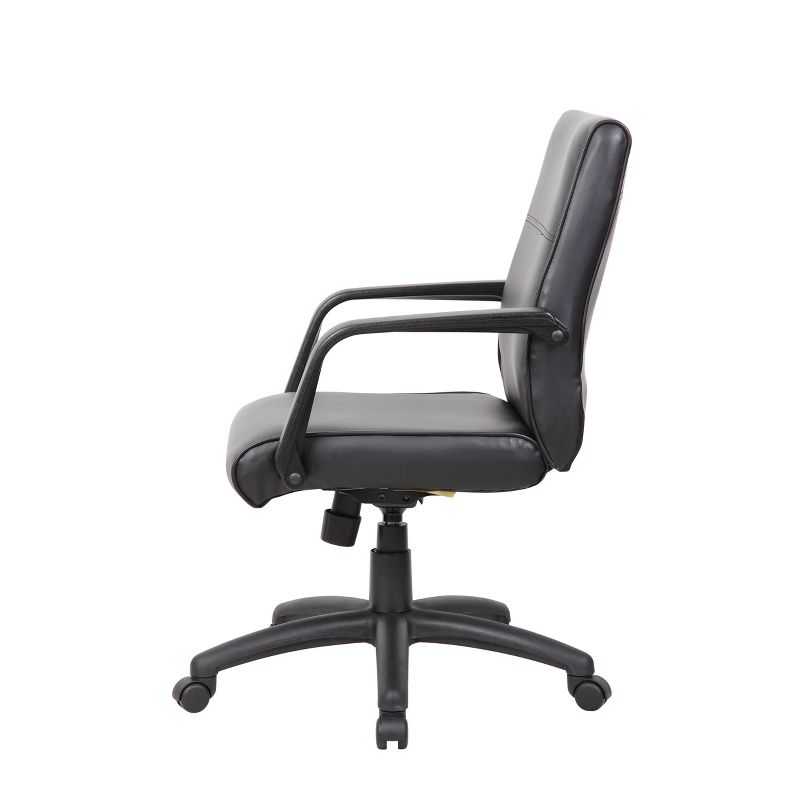 Mid Back Executive Chair in Leatherplus - Black - Boss