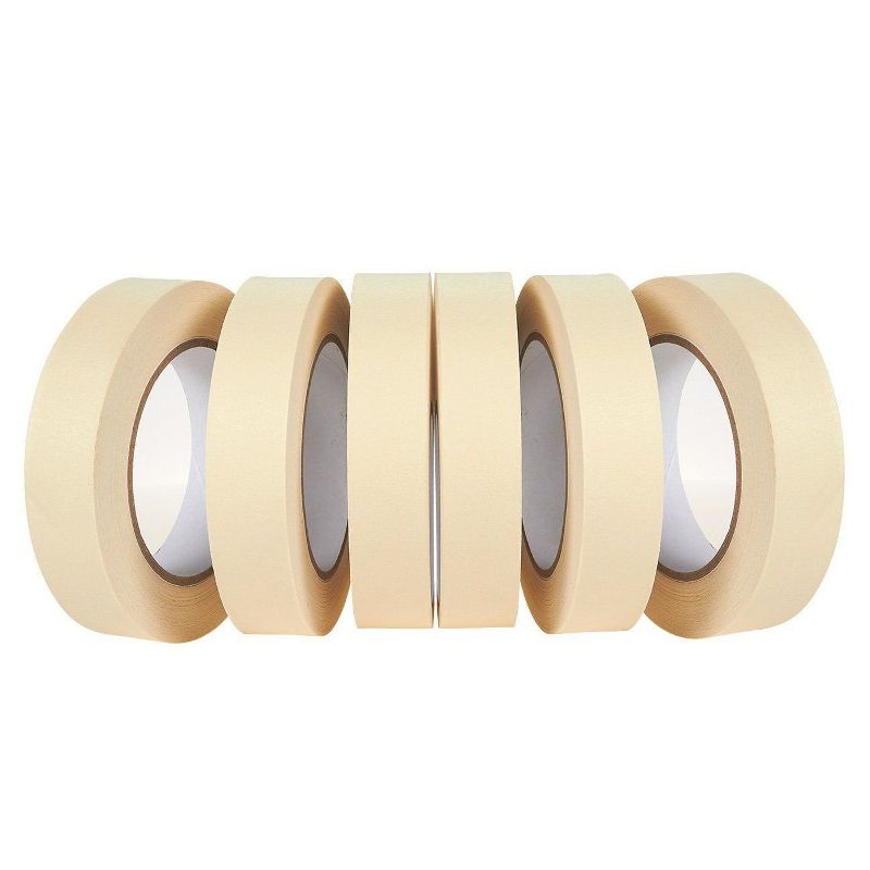 Juvale 6 Pack Beige White Masking Tape for Painting, 1" x 55 Yards