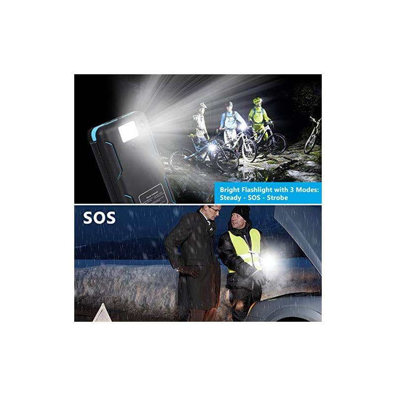 Solar Charger 24000mAh  Portable Solar Phone Charger with 3 Foldable Solar Panels and 2 High Speed Ports, Outdoor Solar Power Bank Compatible with Smartphones for Camping Hiking