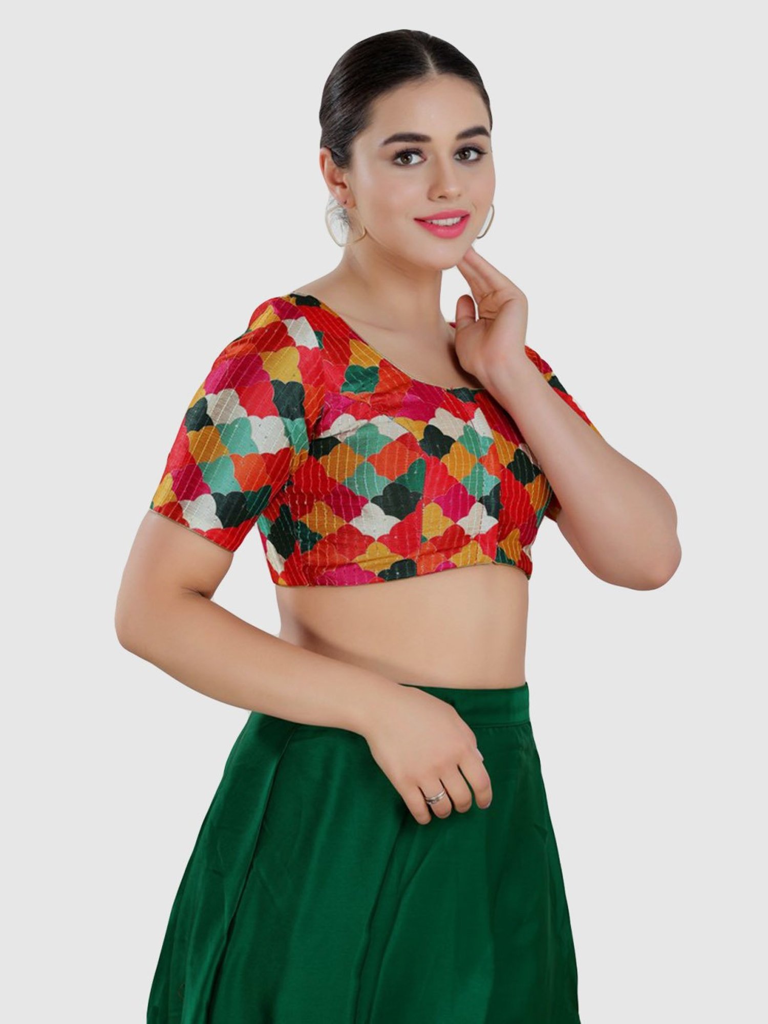 Salwar Studio Red Printed Blouse