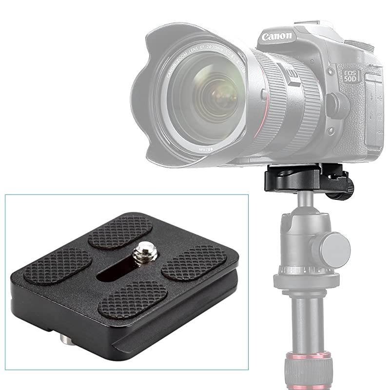 2 Pieces Metal PU50 50 Millimeter Universal Quick Shoe Plate with 14 inch ScrewFits ArcaSwiss Standard for Camera Tripod Ball HeadBlack