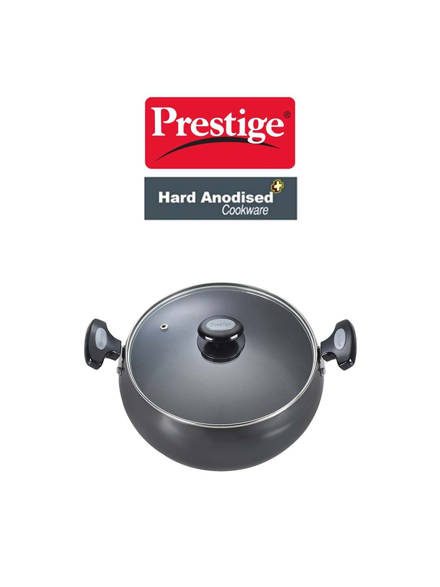 Prestige Black Hard Anodized Aluminium 240 mm Sauce Pan with Lid (5700 ml) - Set of 1