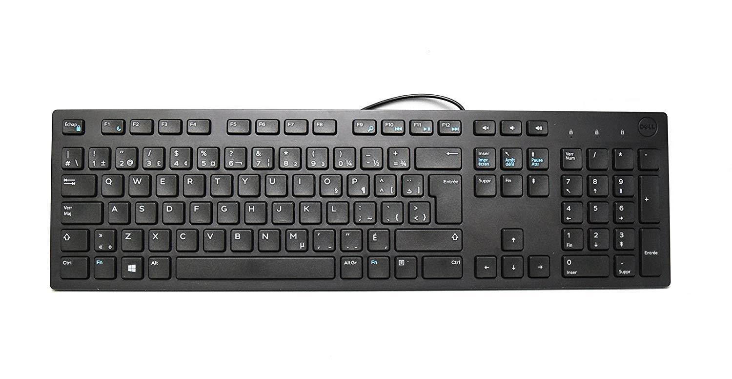 New C36YV Genuine OEM Dell French Canadian Keyboard Slim QWERTY USB Wired Connection For Home Office FN Media Hot Keys Number Pad Model KB216T Universal FRN/CAN Typing Board Interface Port