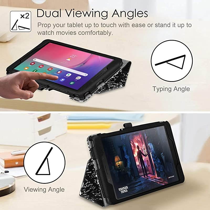 Folio Case for Samsung Galaxy Tab A 80 2019 Without S Pen Model SMT290 WiFi SMT295 LTE Corner Protection Slim Fit Premium Vegan Leather Stand Cover Composition Book