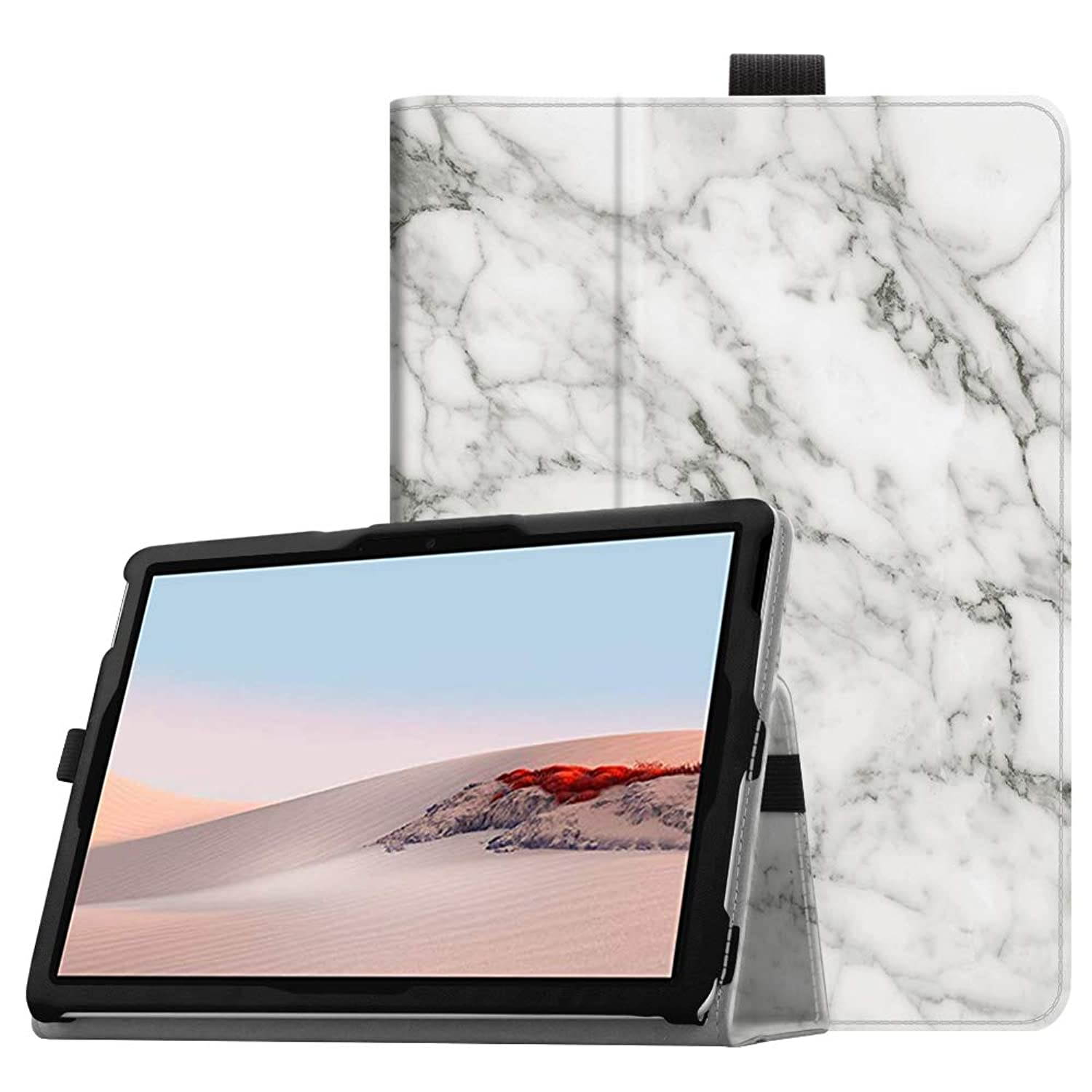 Fintie Protective Case for Microsoft Surface Go 2 (2020) / Surface Go (2018) 10 Inch Tablet - Premium Vegan Leather Folio Stand Cover with Stylus Holder, Compatible with Type Cover Keyboard (Marble)