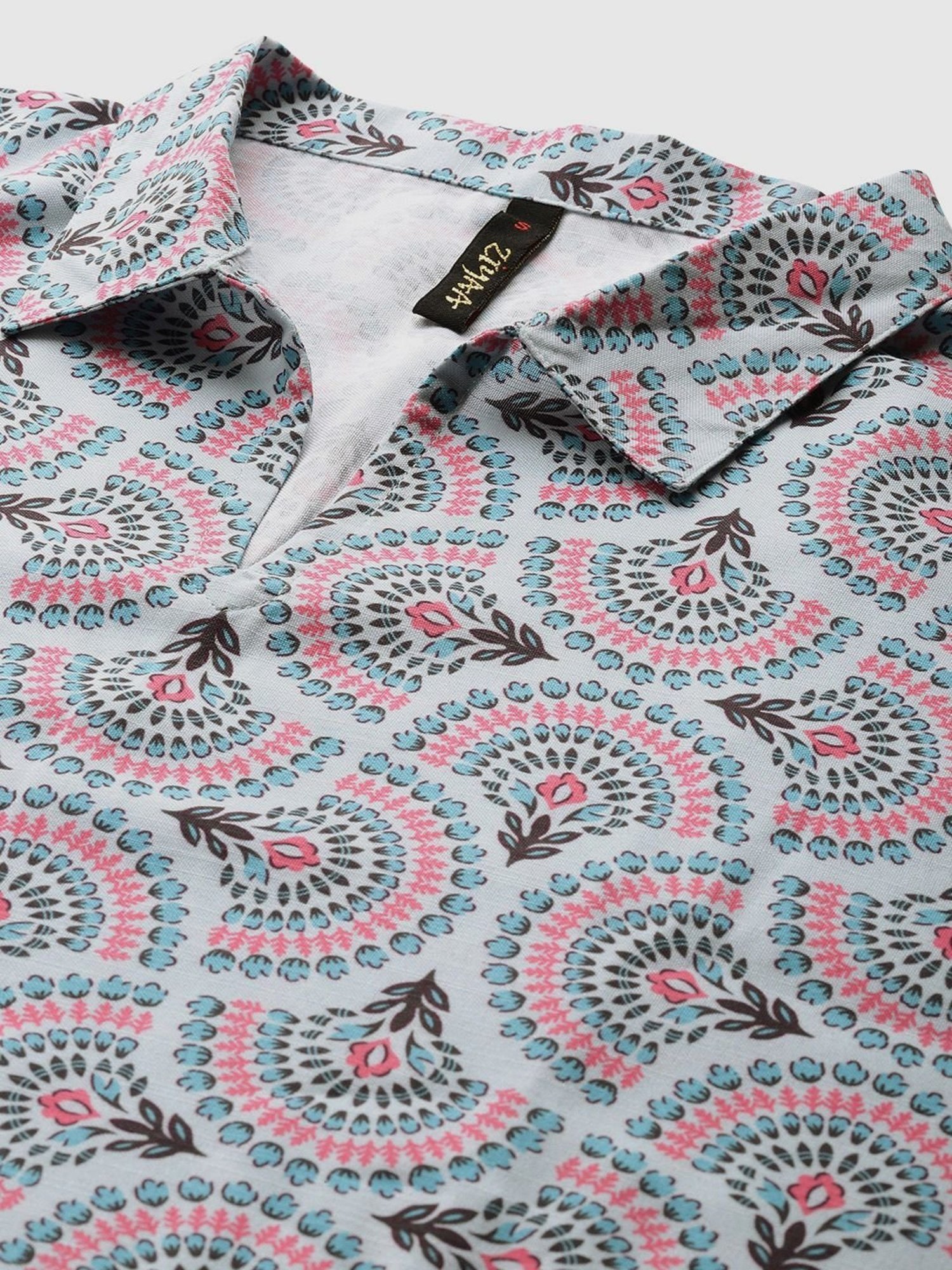 Ziyaa Grey Printed Kaftan Pyjama Set