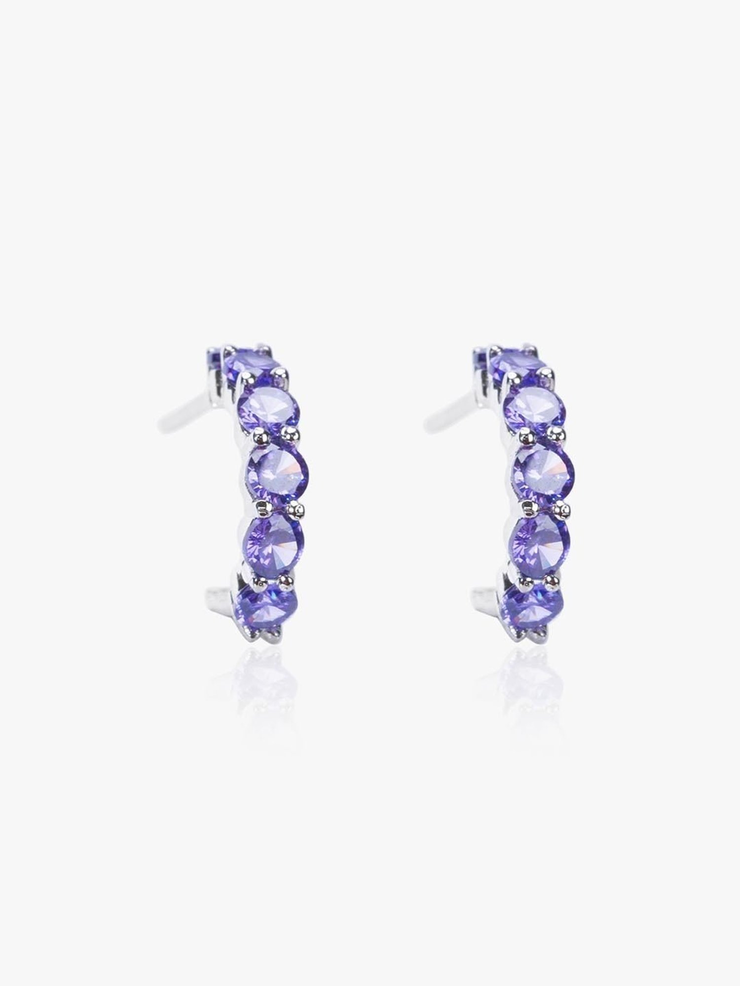 March by FableStreet Sterling Silver Amethyst Zircon Hoop Earrings for Women