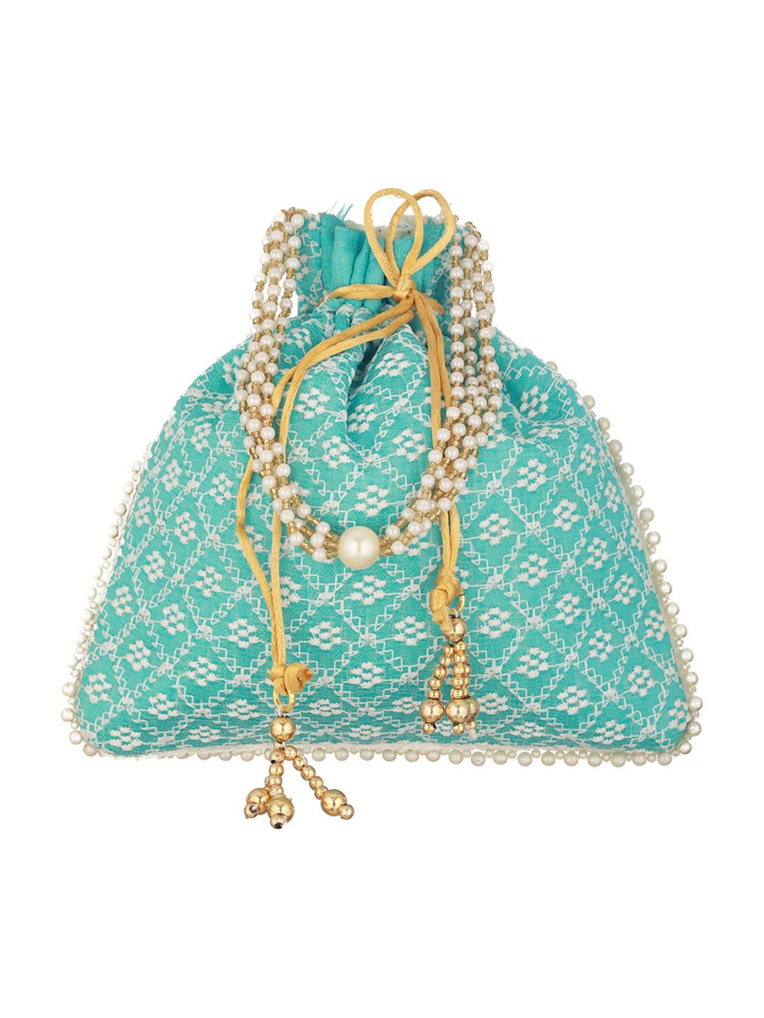 Aatmana Turquoise Blue & Gold Embellished Small Potli