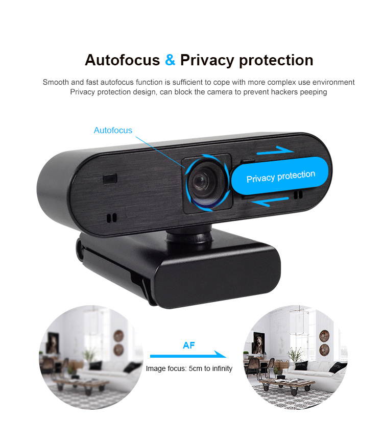 ESTONE H703 USB Webcam 1080P HD 180&deg;Rotatable PC Camera Video Web Cam with Mic Auto Focus Clip on Stand Design for Desktop Laptop Network PC Skype Video Conference Video Conference