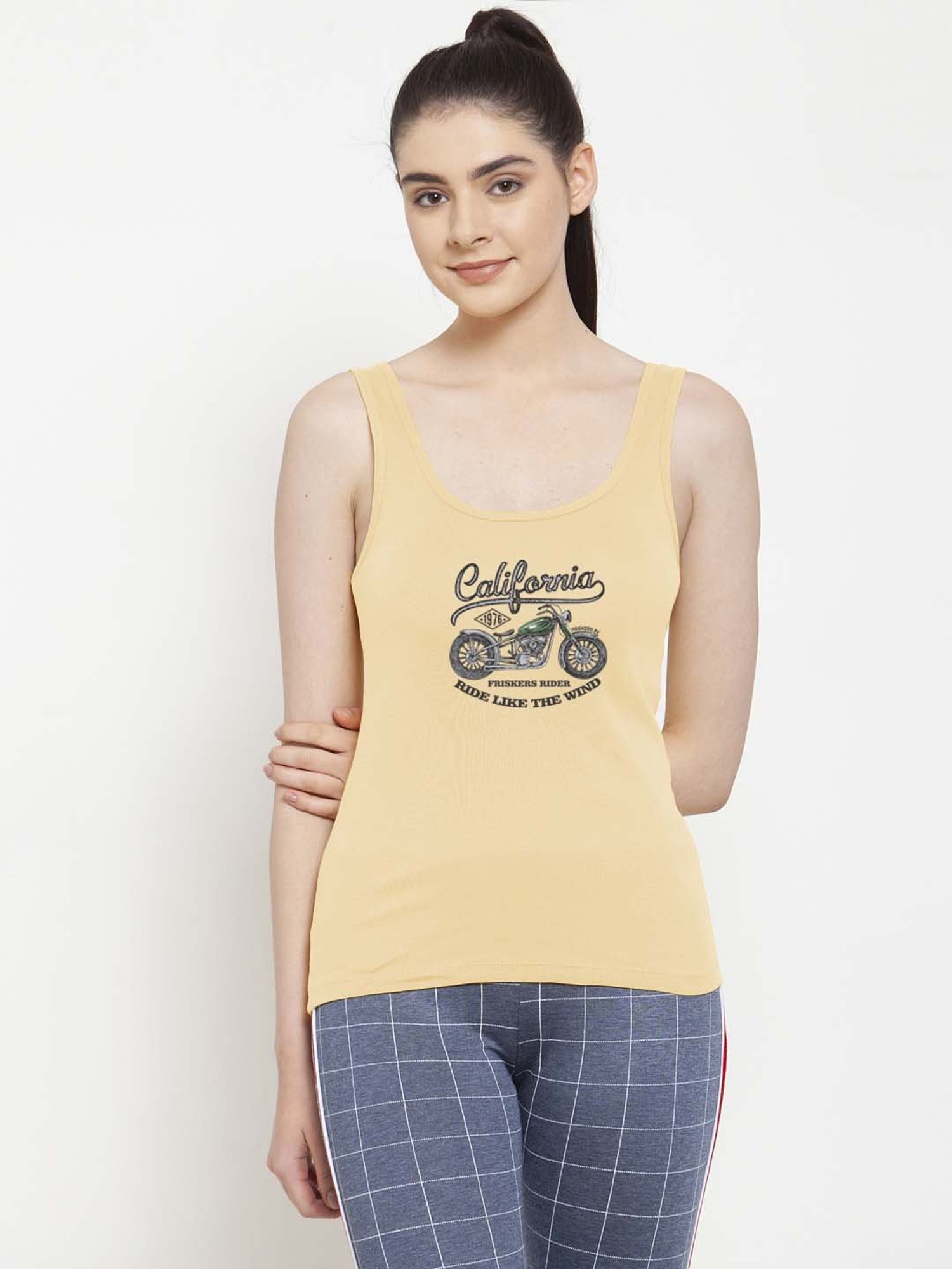 Friskers Beige Graphic Print Camisole