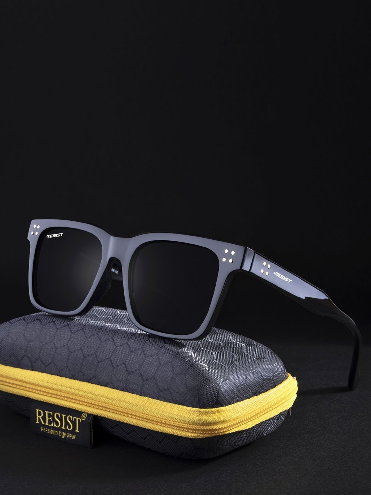 Resist Eyewear Black Square UV Protection Unisex Sunglasses