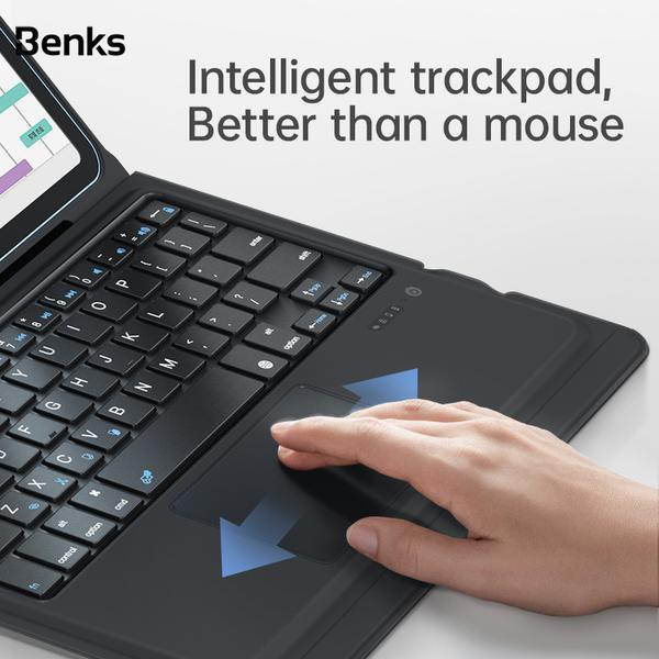 Benks - Ipad Bluetooth Keyboard  Case  Compatible for AIR 3 / PRO 10.5(2019),  Folio Smart Soft Silicone Protective Cover,  Built-in Pencil Holder - Thin Slim & light Smart Folio Case - Tablet Case