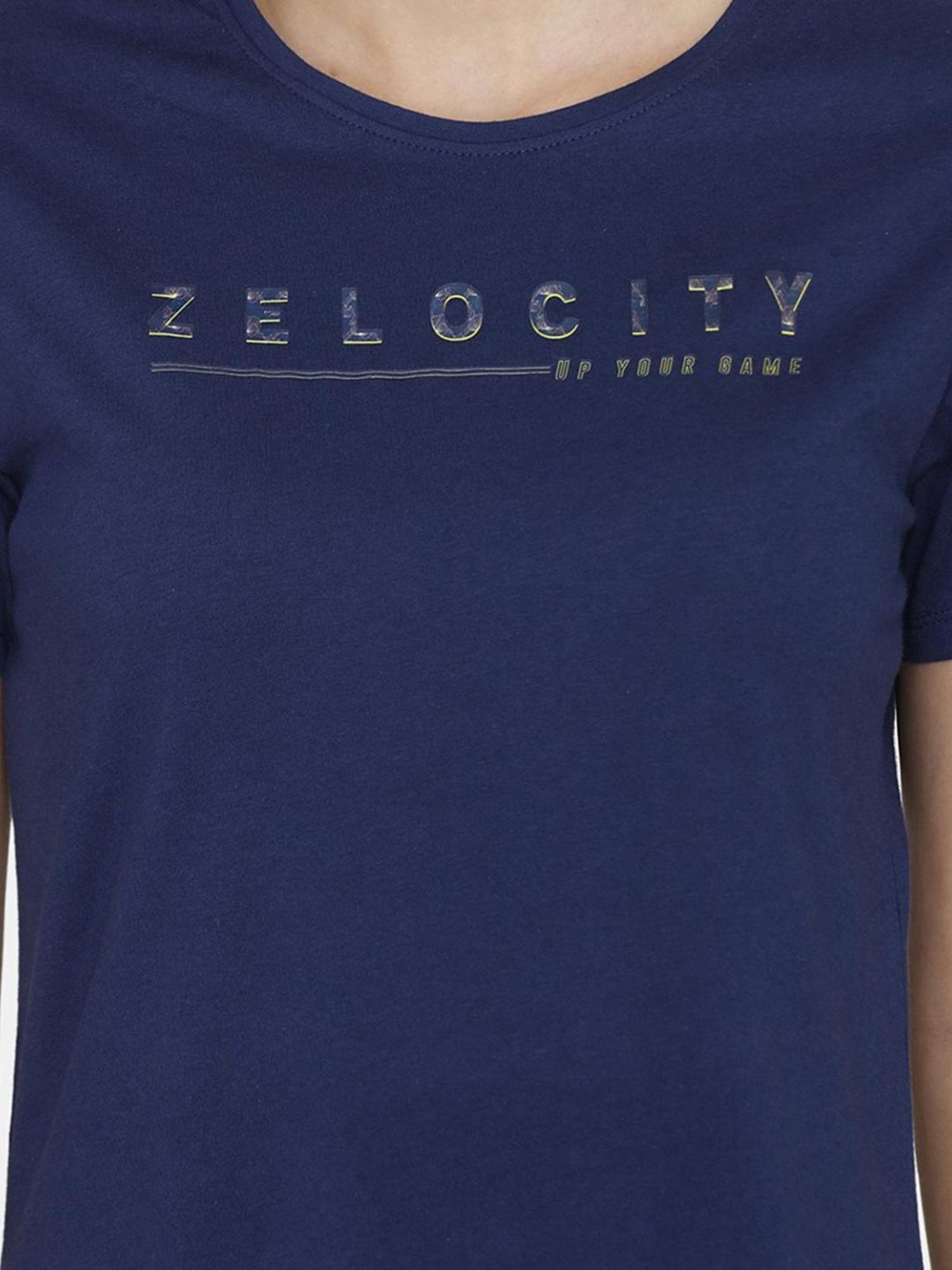 Zelocity by Zivame Navy Graphic Print Sports T-shirt
