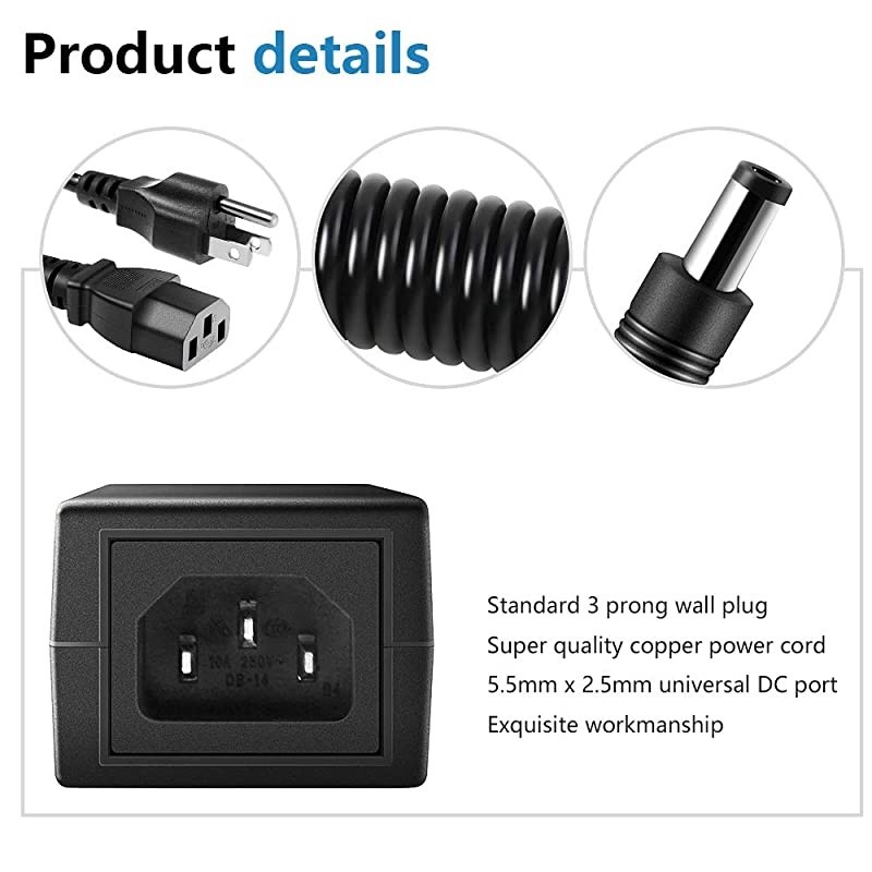 12V 5A Power Supply Adapter UL Listed AC 100~240V to DC 12 Volt 60W 5A 45A 4A 35A Converter Transformer LED Driver 55x25mm Tip for LED Strip Module Light CCTV Camera LCD Monitor
