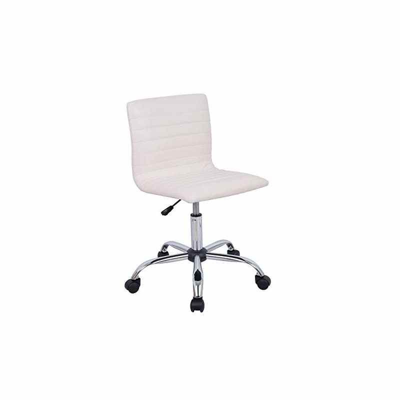 Basics Modern, Low-Back, Adjustable, Swivel, Armless Office Task Desk Chair with Casters, White