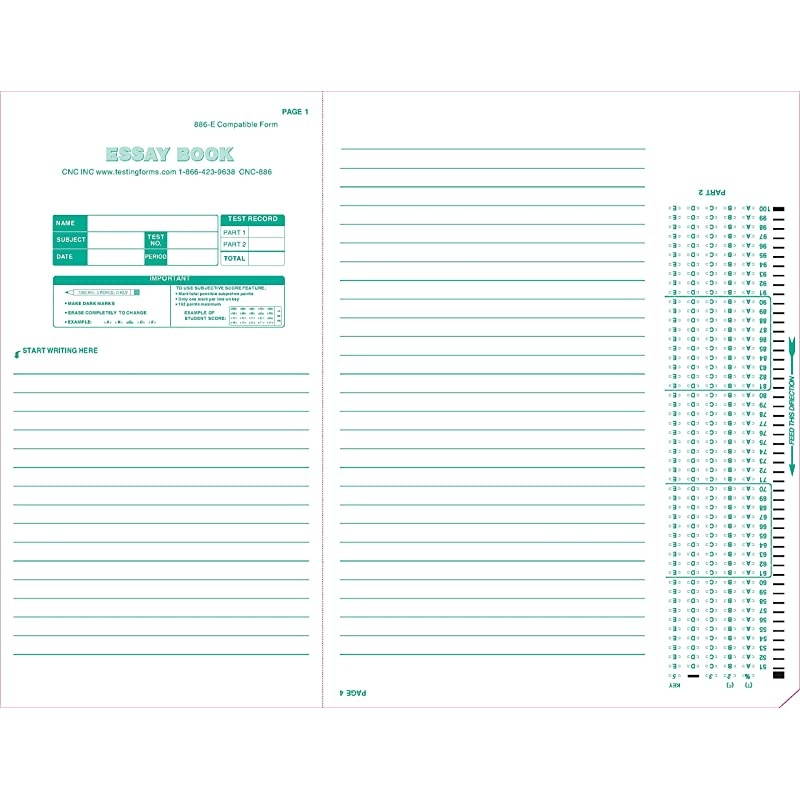 886E 100 Question Compatible Testing Forms 100 Sheet Pack