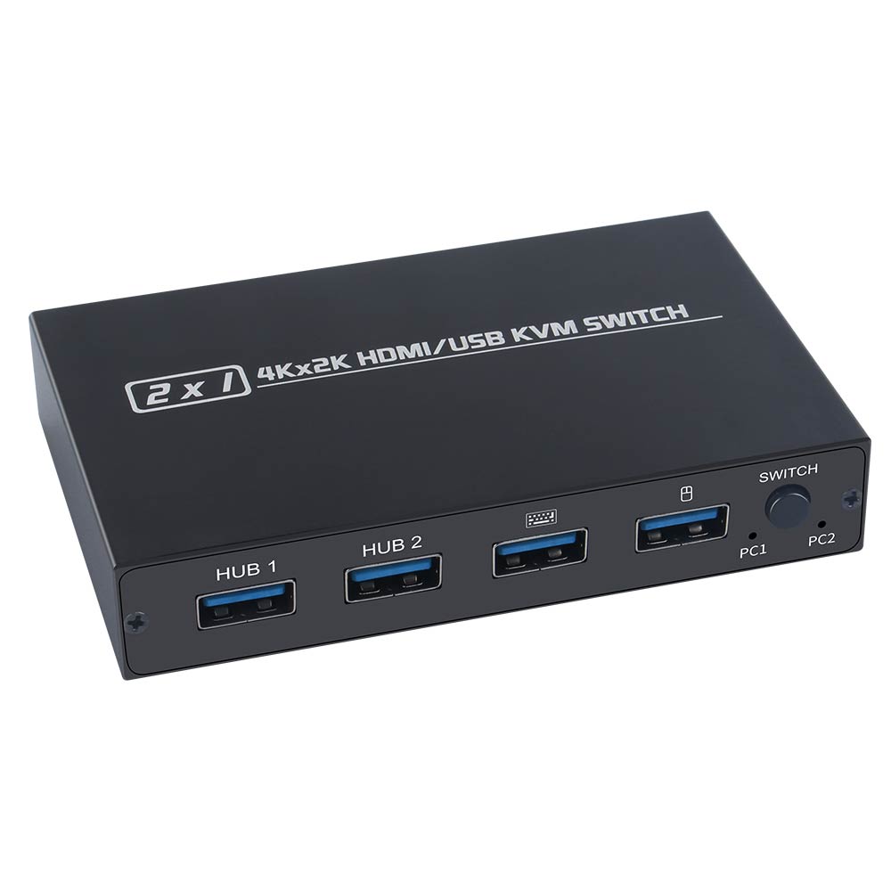 4K@30HZ USB HDMI KVM Switcher USB 2.0 Switch Splitter For 2 PC Sharing 4 Keyboard Mouse Printer Plug And Play