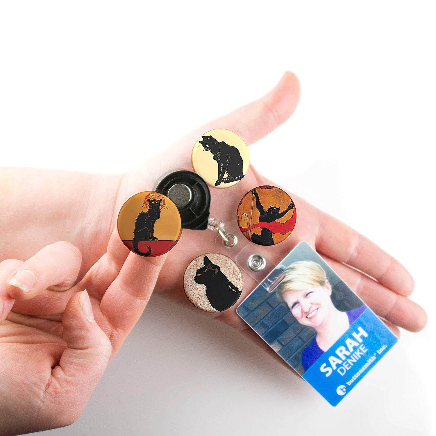 Buttonsmith Steinlen Black Cats Tinker Top Set to use with Tinker Reel badge reel - Made in USA