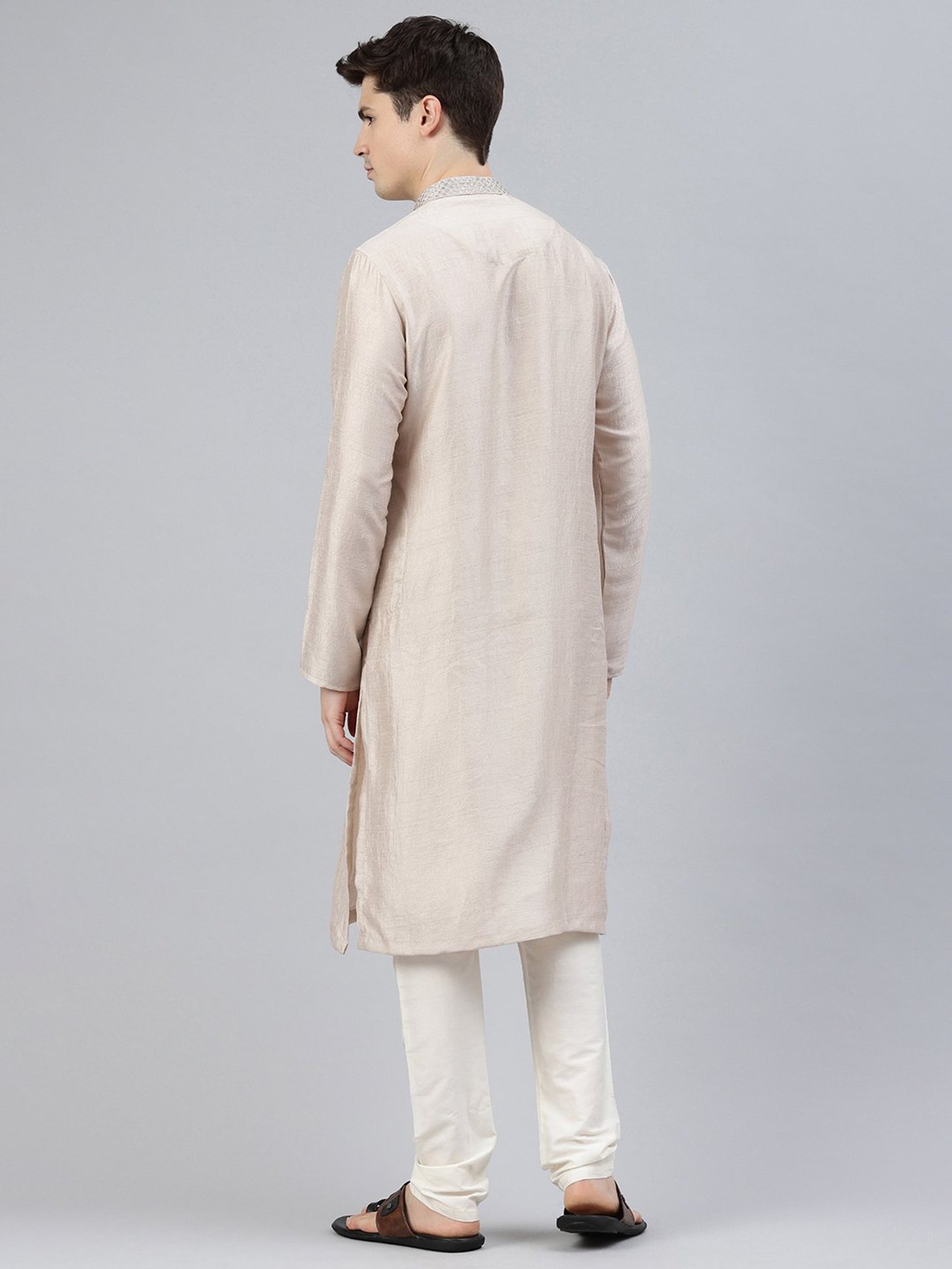 Manthan Light Beige & Cream Regular Fit Kurta & Pyjamas Set
