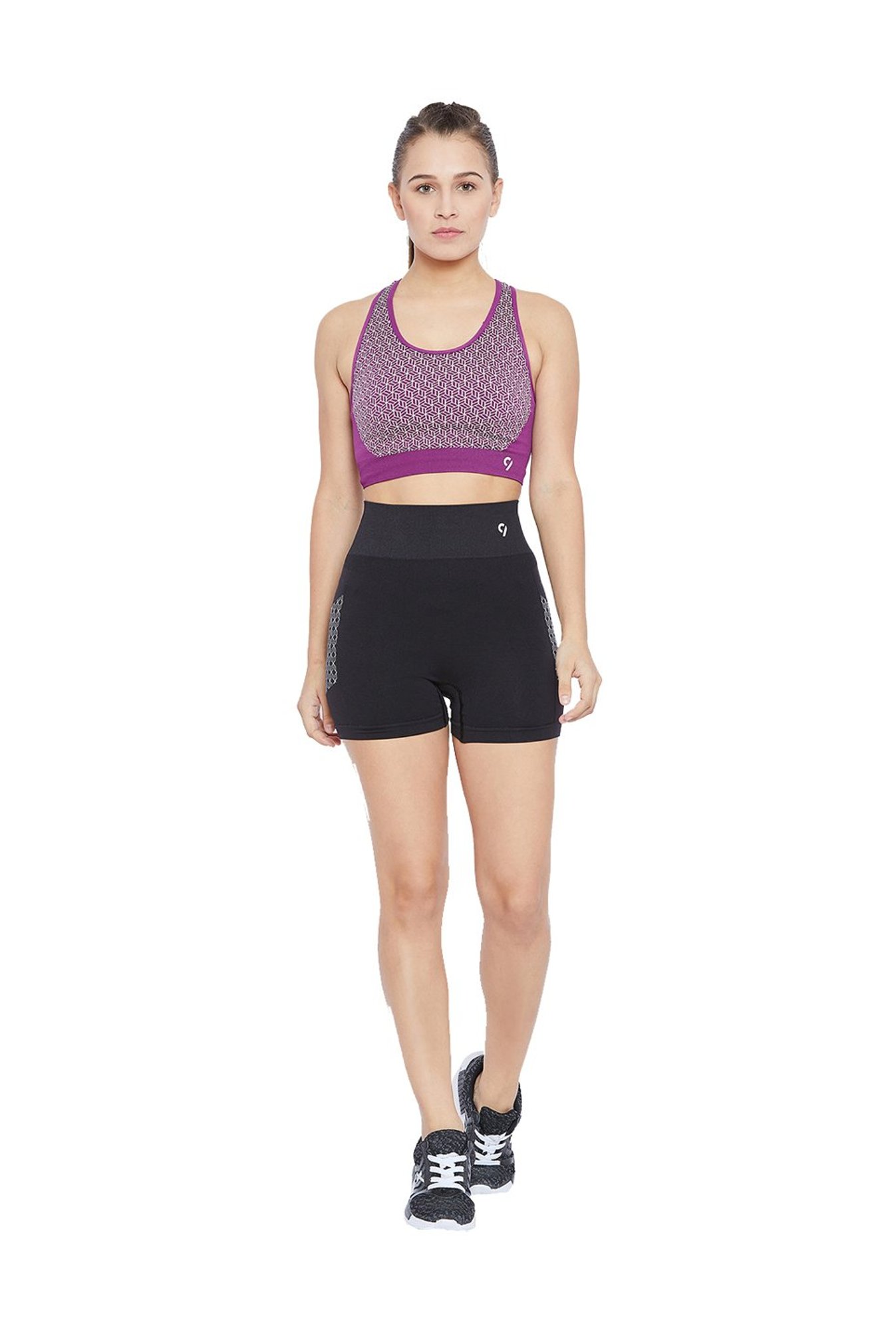 C9 Black Regular Fit Sports Shorts