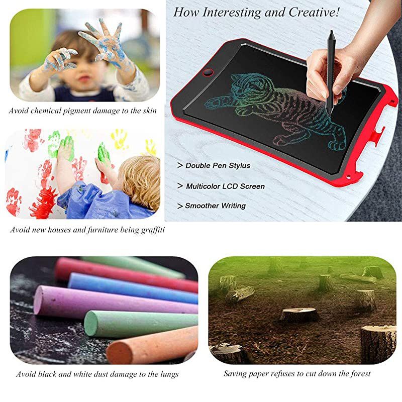 Upgraded Colorful Screen 8.5 Inch LCD Drawing Tablet for Kids Age 3+ , Electronic Magnetic Writing Doodlle Board-Toys (Pink-White-C)