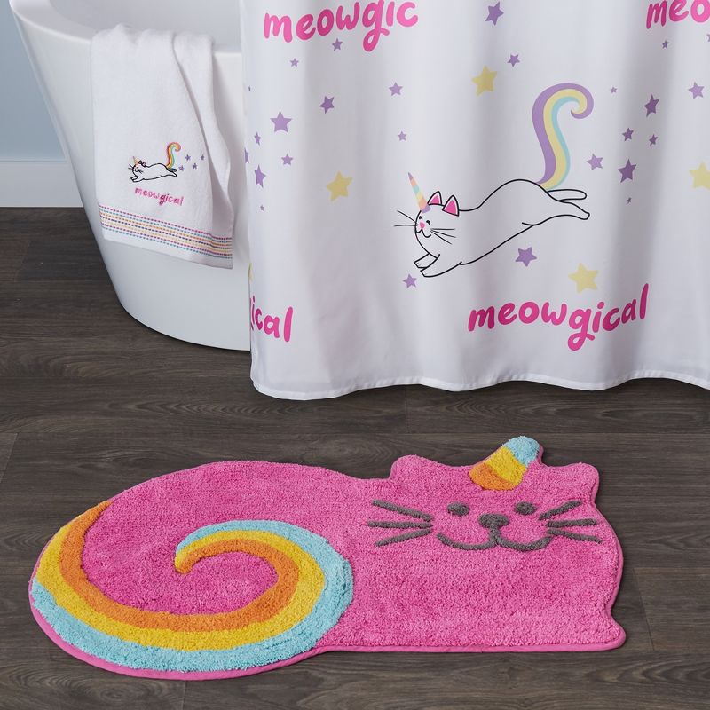 SKL Home Meowgic Mythical Caticorn Shaped With High/Low Tufting Design Rug 33x24", Multi