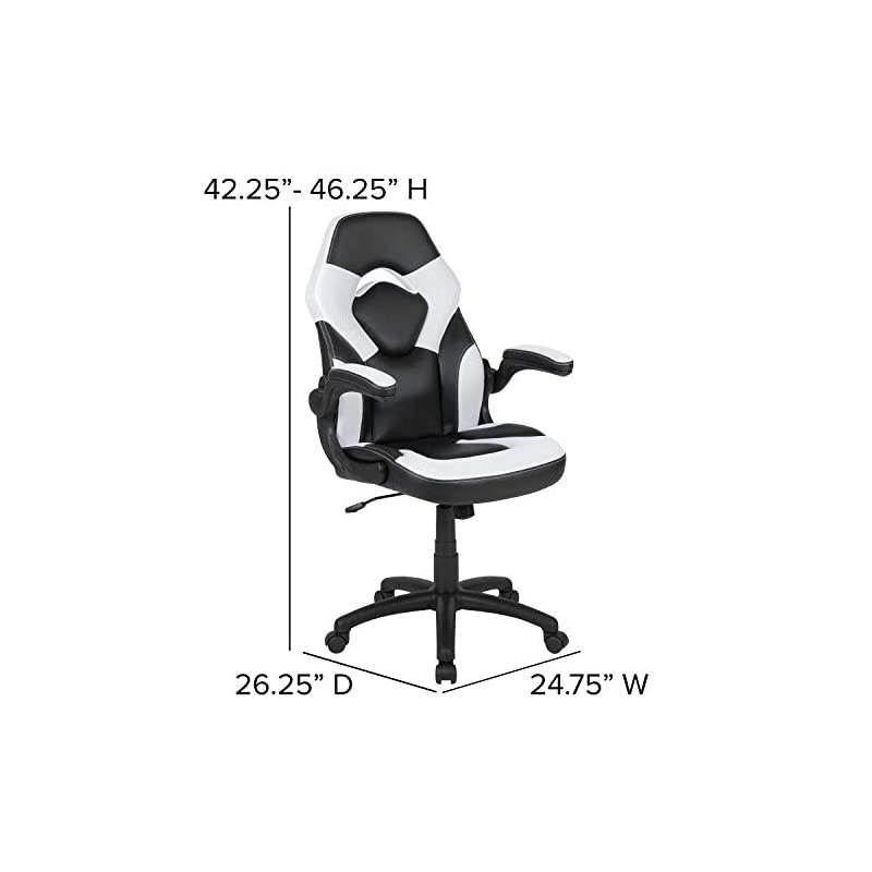 X10 Gaming Chair Racing Office Ergonomic Computer PC Adjustable Swivel Chair with Flip-up Arms, White/Black LeatherSoft