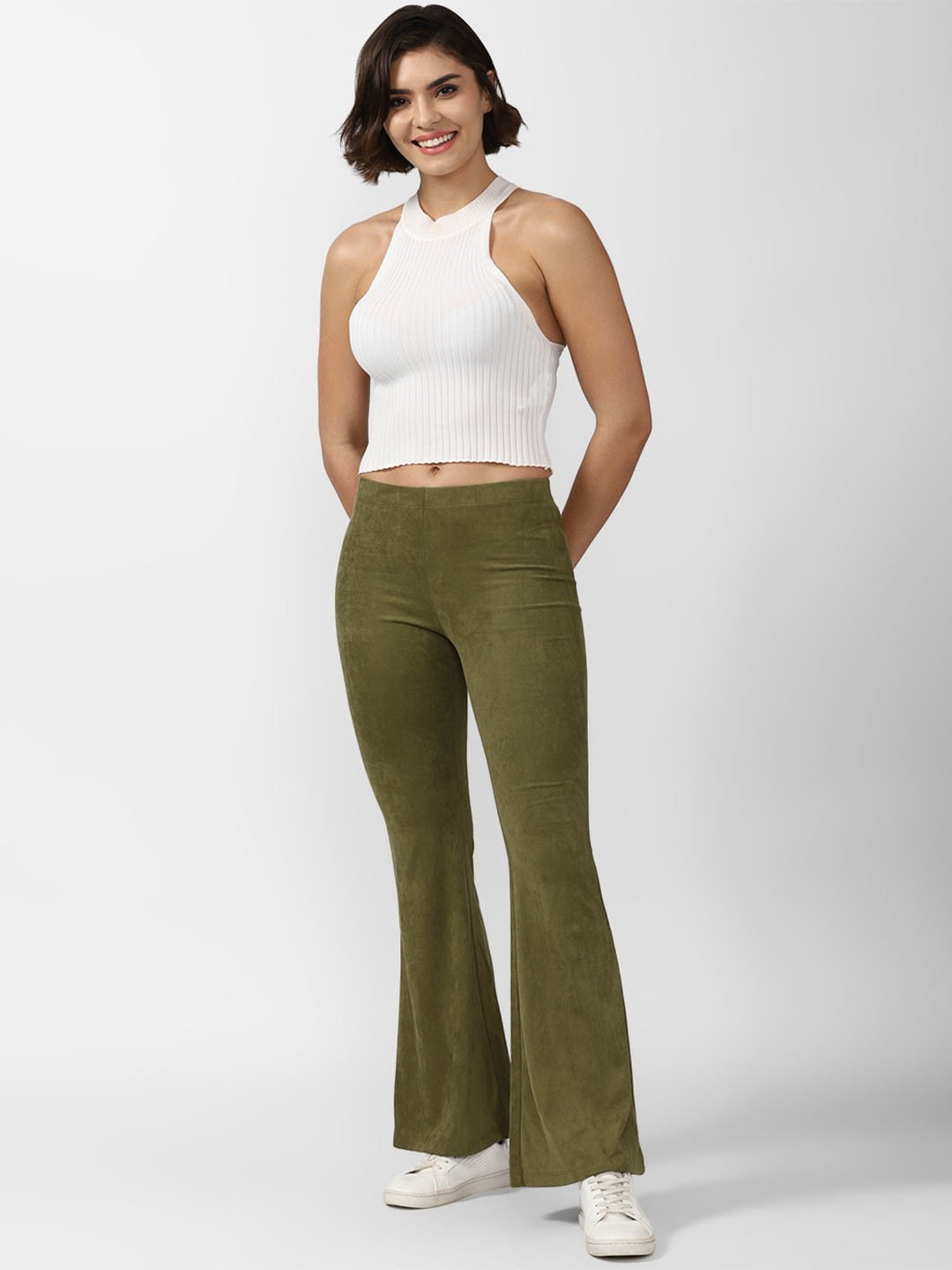Forever 21 Olive Mid rise Regular fit Pants