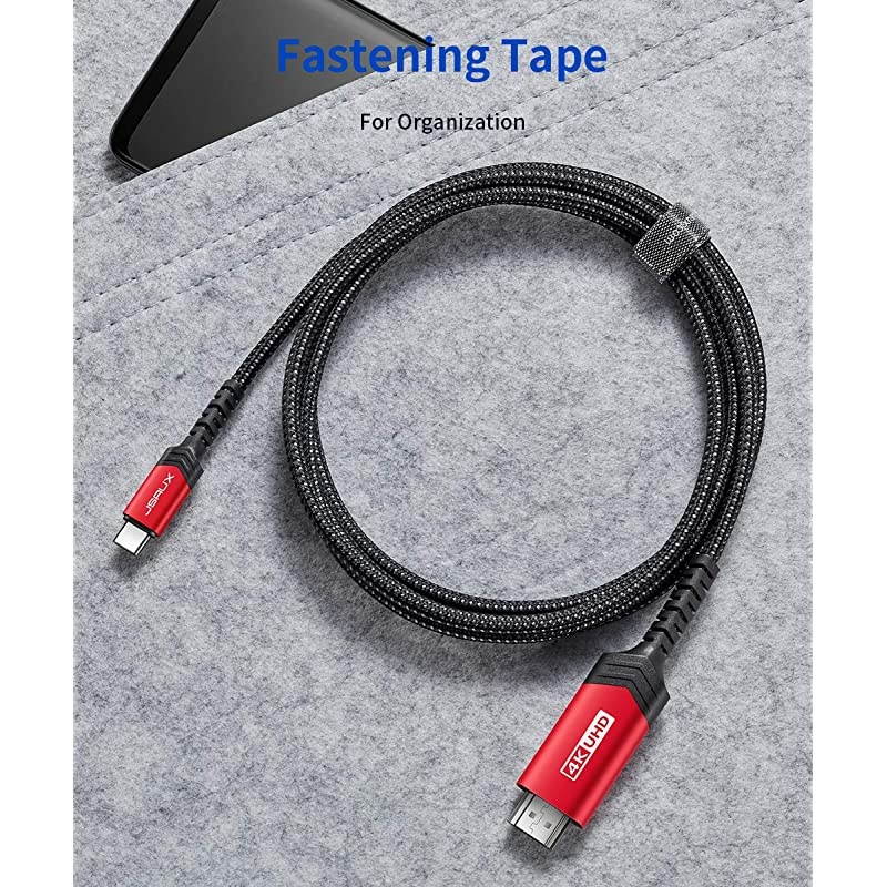 USB C to HDMI Cable13ft  4K 60HZ Type C to HDMI CordThunderbolt 3 Compatible for MacBook Pro 2018 2017 Air iPad Pro Samsung Galaxy S21 S20 Ultra Note 10 S10 Plus Surface BookRed