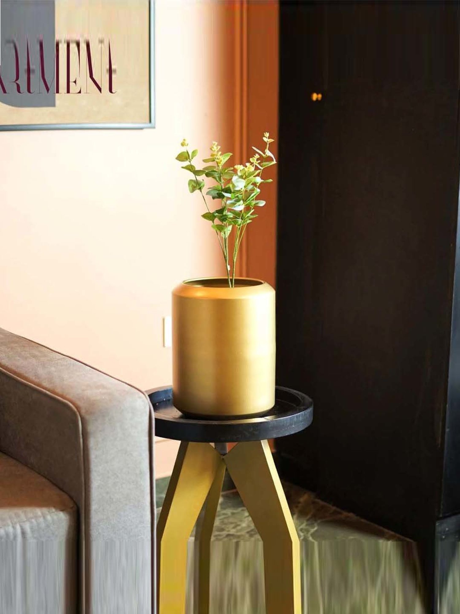 The Artment Minimal Garden Golden Iron Table Planter Pot