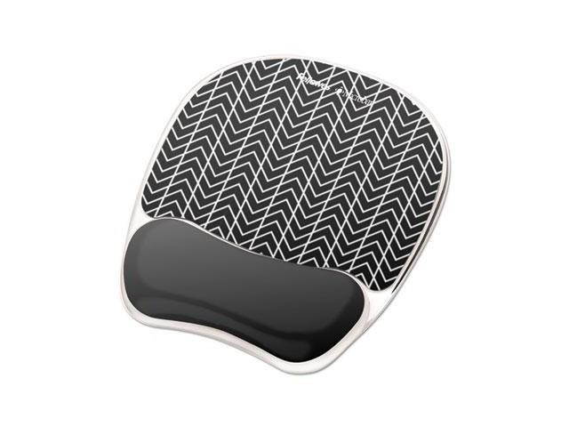 Fellowes Photo Gel Wrist Rest with Microban 7 7/8 x 9 1/4 x 7/8 Black/White