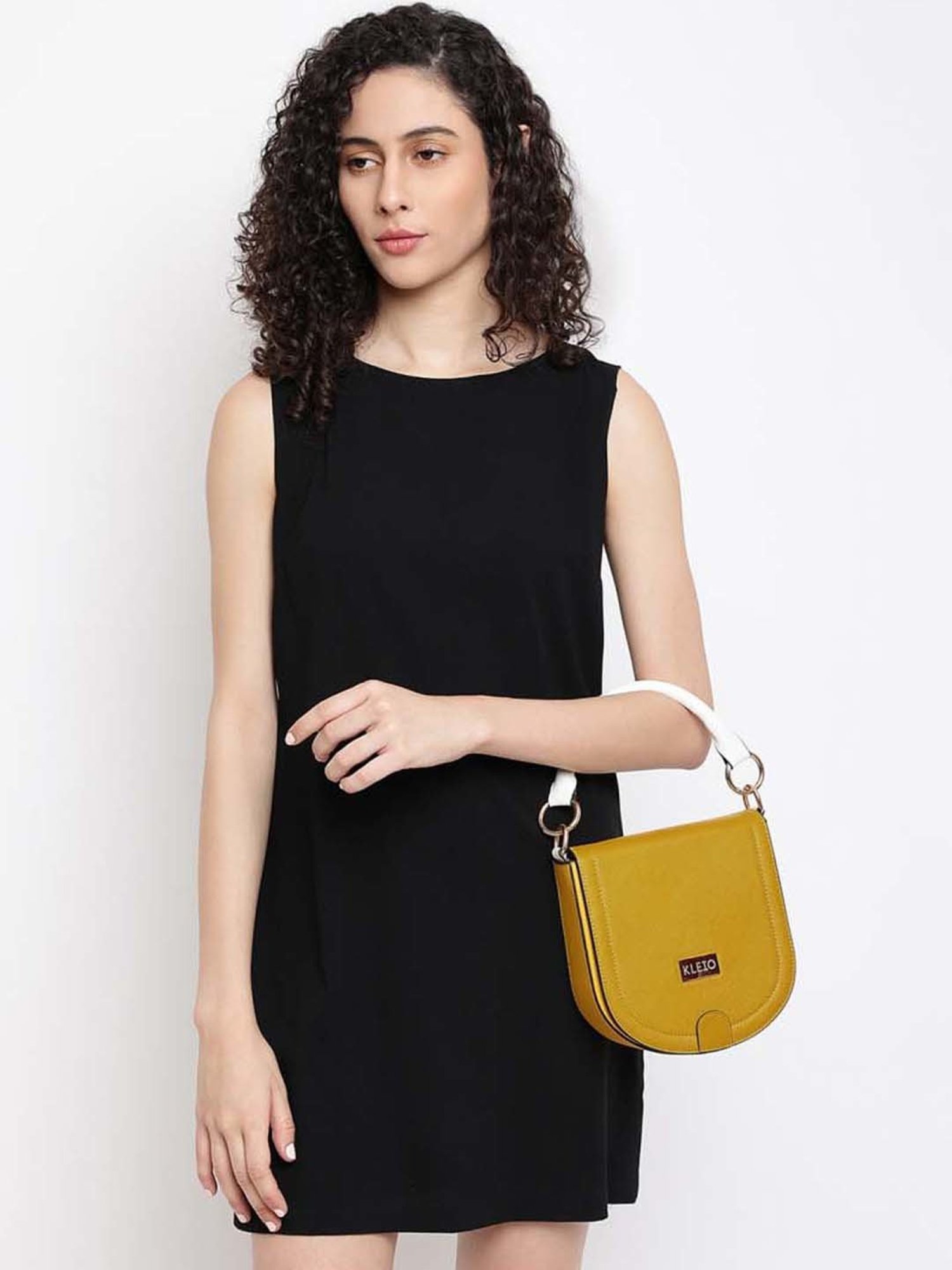 KLEIO Mustard Solid Small Sling Handbag