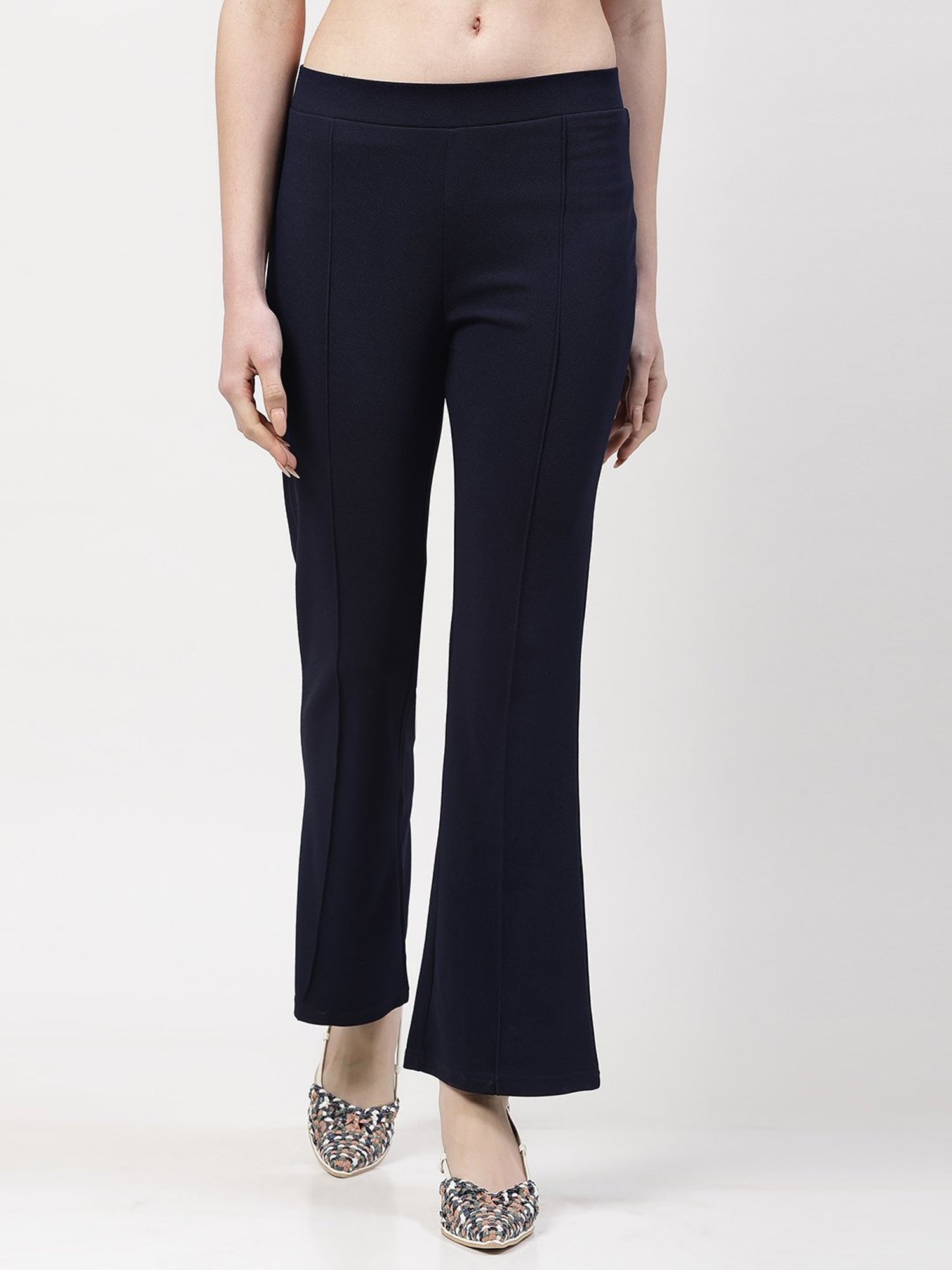 Office & You Navy Relaxed Fit Mid Rise Trousers