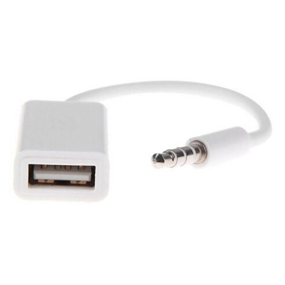 3.5mm Male AUX Audio Plug Jack To USB 2.0 Female Converter Cable Cord for Car Mp3 (White)