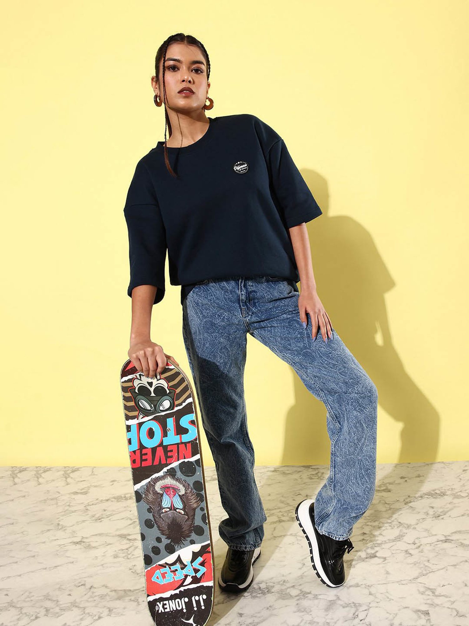 Difference of Opinion Navy Fleece Oversized Sweatshirt