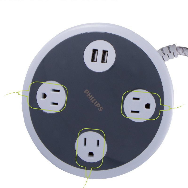Monoprice 2 Outlet Surge Protector Wall Tap with 2 USB Charging Ports 3.4A, 450 Joules, White