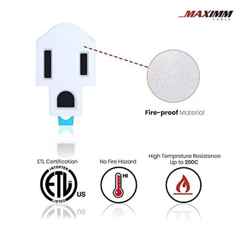 Maximm Polarized Grounding Adapter, 4 Pack, White, 2 Prong Grounding Converter for Wall Outlets Plugs, Turn 2-Prong Outlets to 3-Prong Outlets, Easy to Install, Indoor Only, ETL Listed