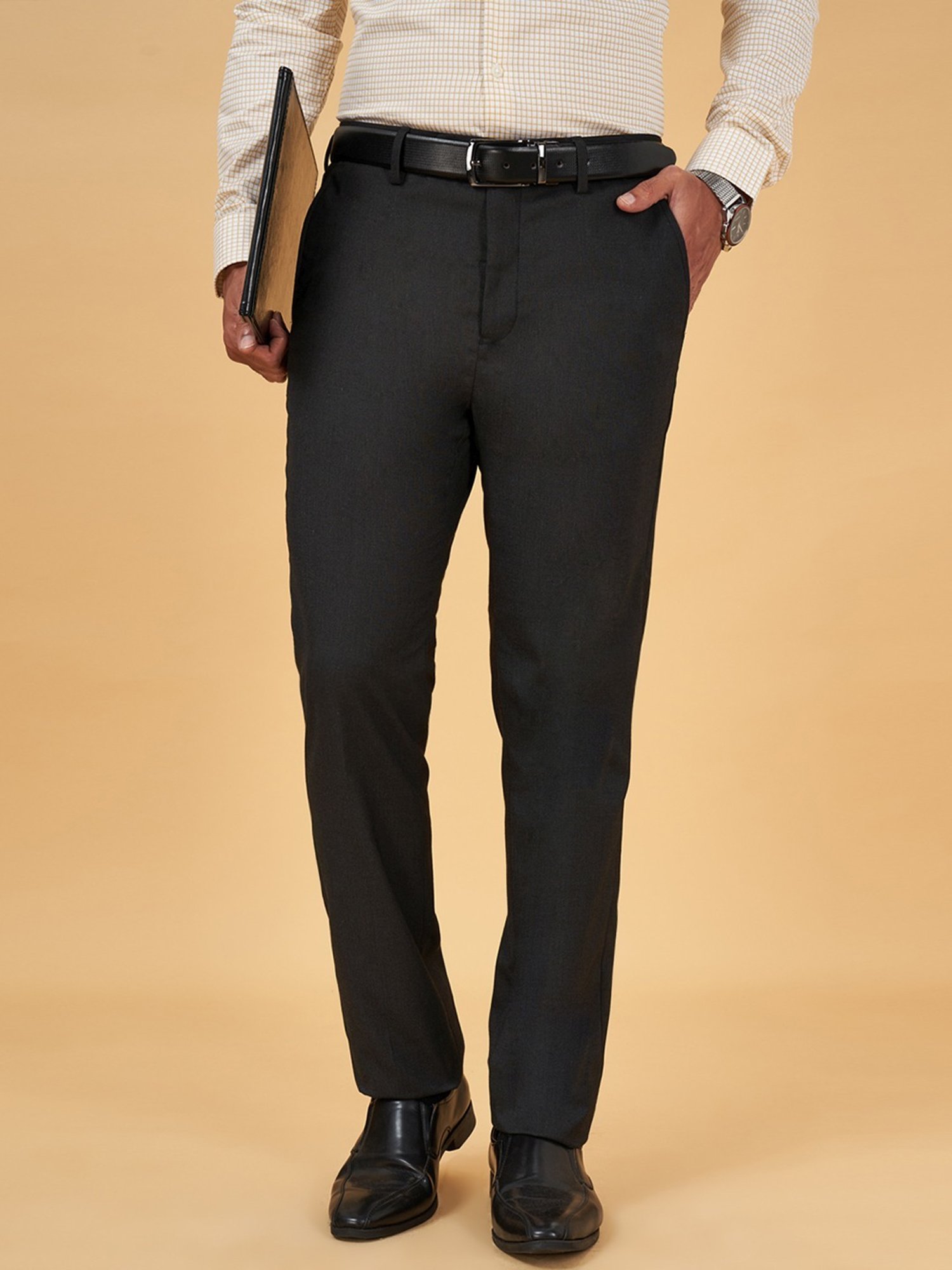 Byford by Pantaloons Black Slim Fit Trousers