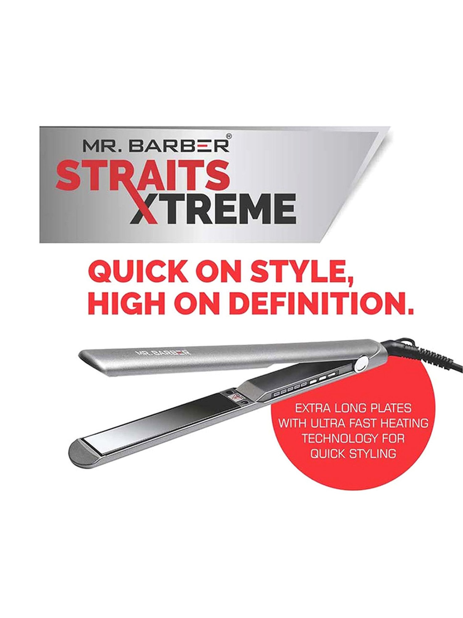 Mr. Barber Straight Xtreme MB-SXT Hair Straightener (Silver)