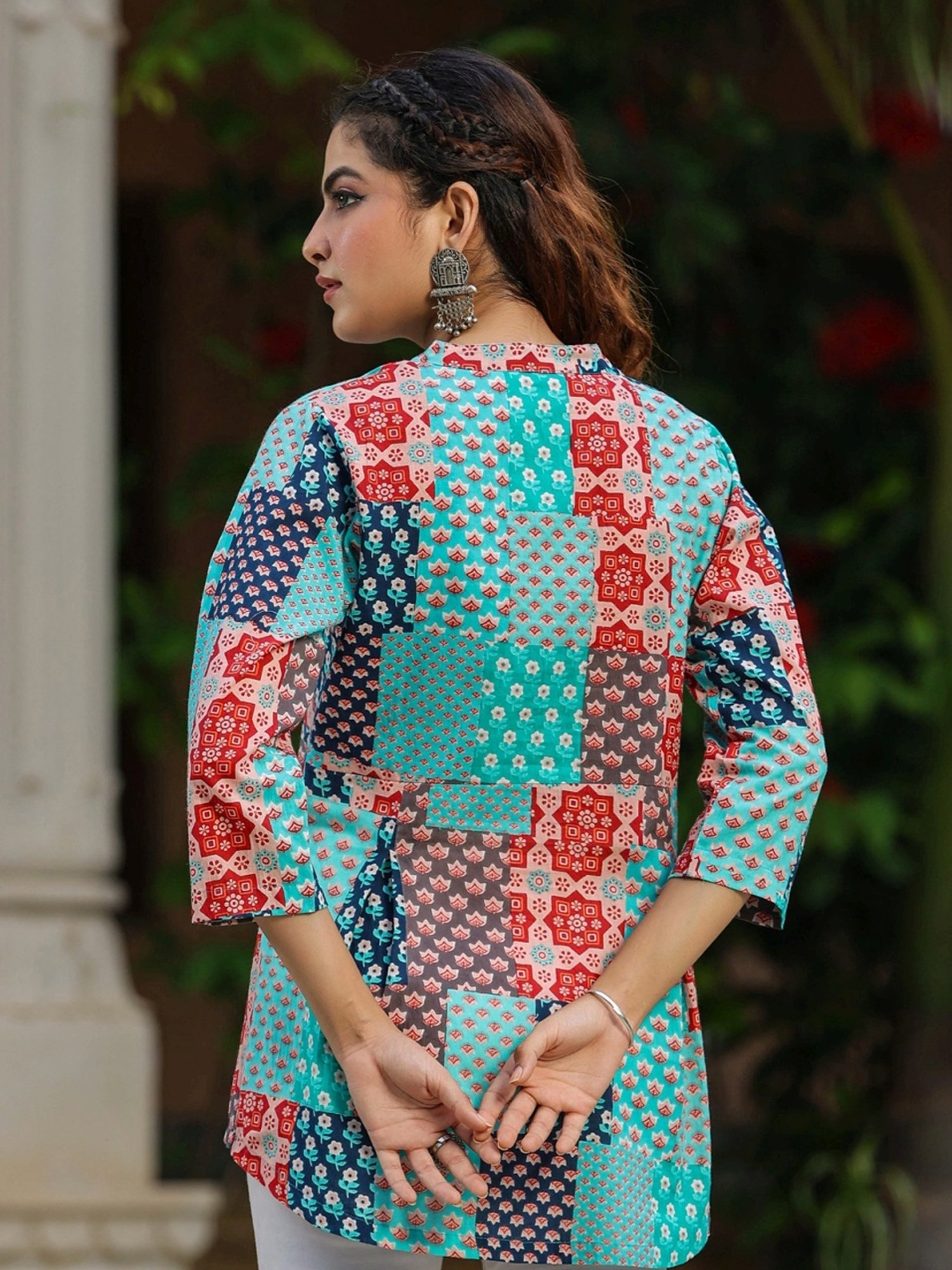 Rain and Rainbow Blue Cotton Printed Top