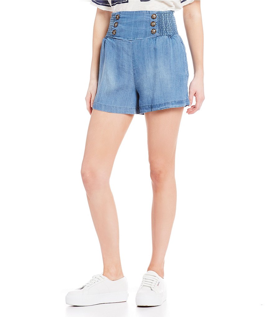 Coco + Jaimeson Smocked Denim Shorts