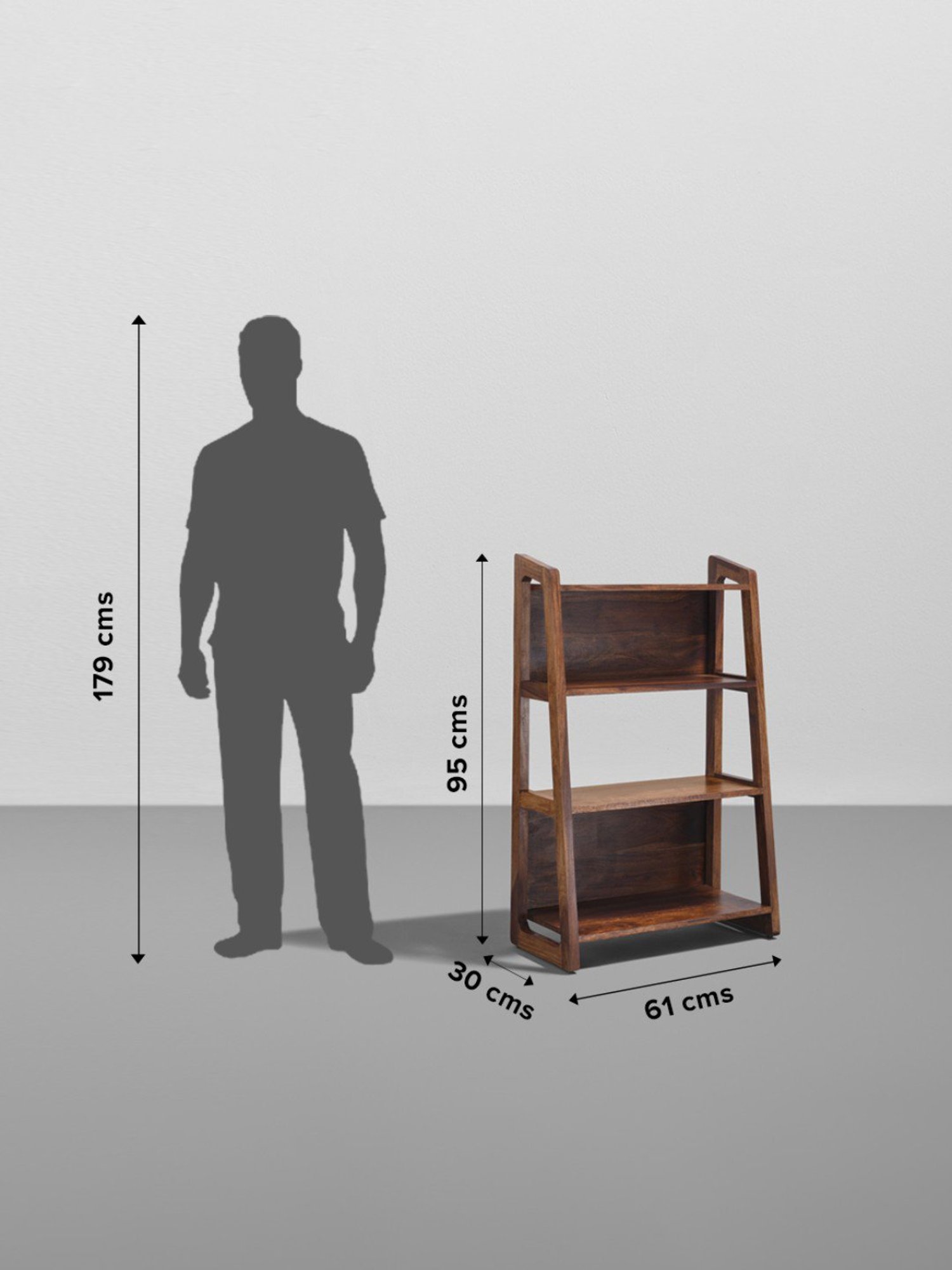 Sleepyhead Wordle Teak Brown Sheesham Wood Book Shelf (3 Shelves)