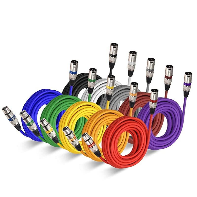 25 Feet XLR Cable Audio Cords-  25ft Microphone Patch Cable Balanced, 10 Color Packs
