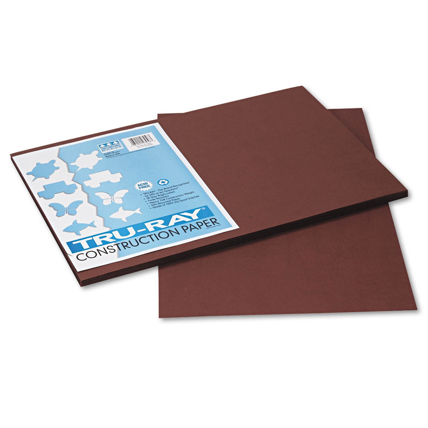 Pacon Tru-Ray Construction Paper 76 lbs. 12 x 18 Dark Brown 50 Sheets/Pack