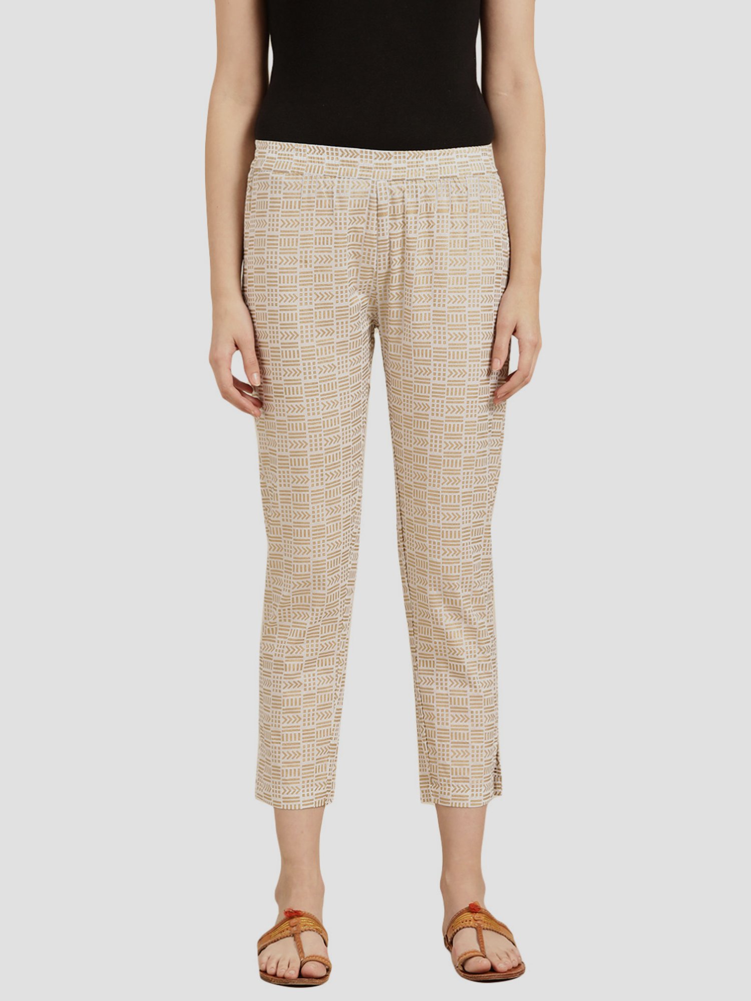 KSUT White Printed Pants