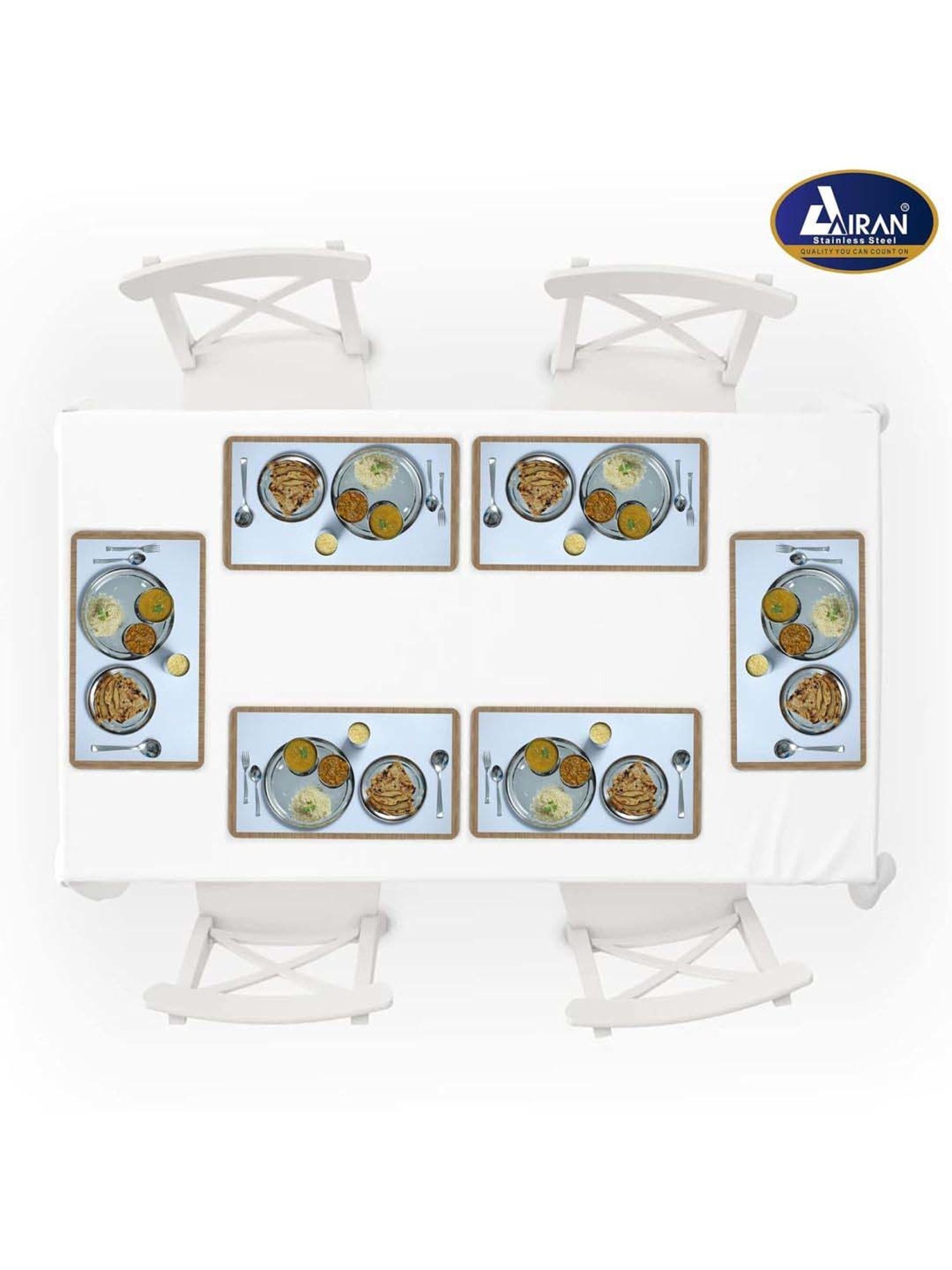 Airan Silver Stainless Steel 50 Pcs Dinner Set