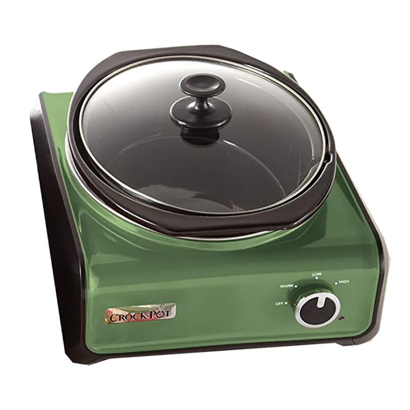 Crock-Pot Compact Hook Up Connectable Unit 2-Quart Crock Pot 3 Cooking Settings Entertainment System, Green